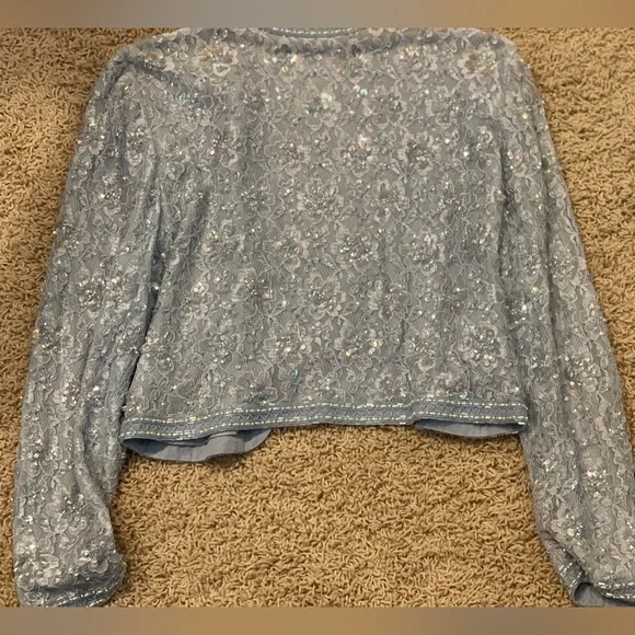 Vintage Diane Tres Original Silk Beaded Jacket Light Blue - Fits As Med - EUC - Picture 4 of 7